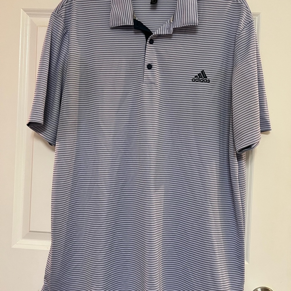 Adidas Men's Polo Shirt - Gray Stripes